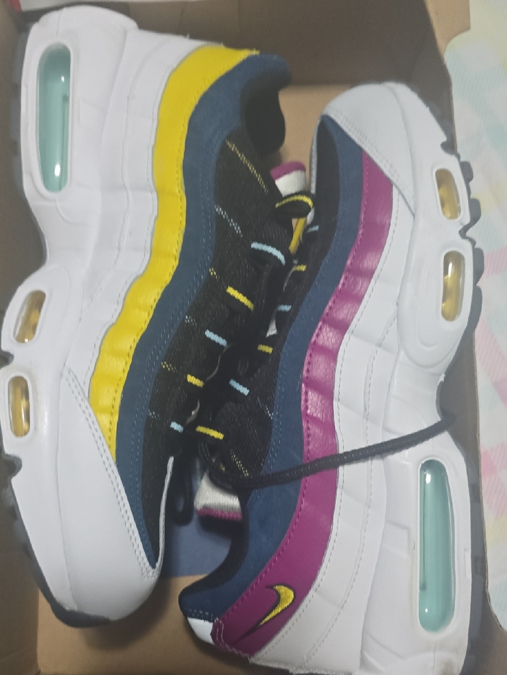 Nike White Sneakers with Yellow & Pink Accents